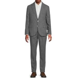 $8995 NWT Brunello Cucinelli Glen Plaid Blue Wool Blend Classic-Fit Suit 46(36)R